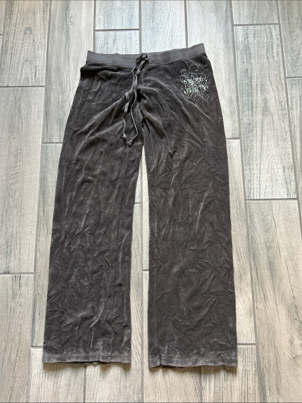 Juicy Couture Wide-Leg Drawstring Track Pants with Embroidered Detail